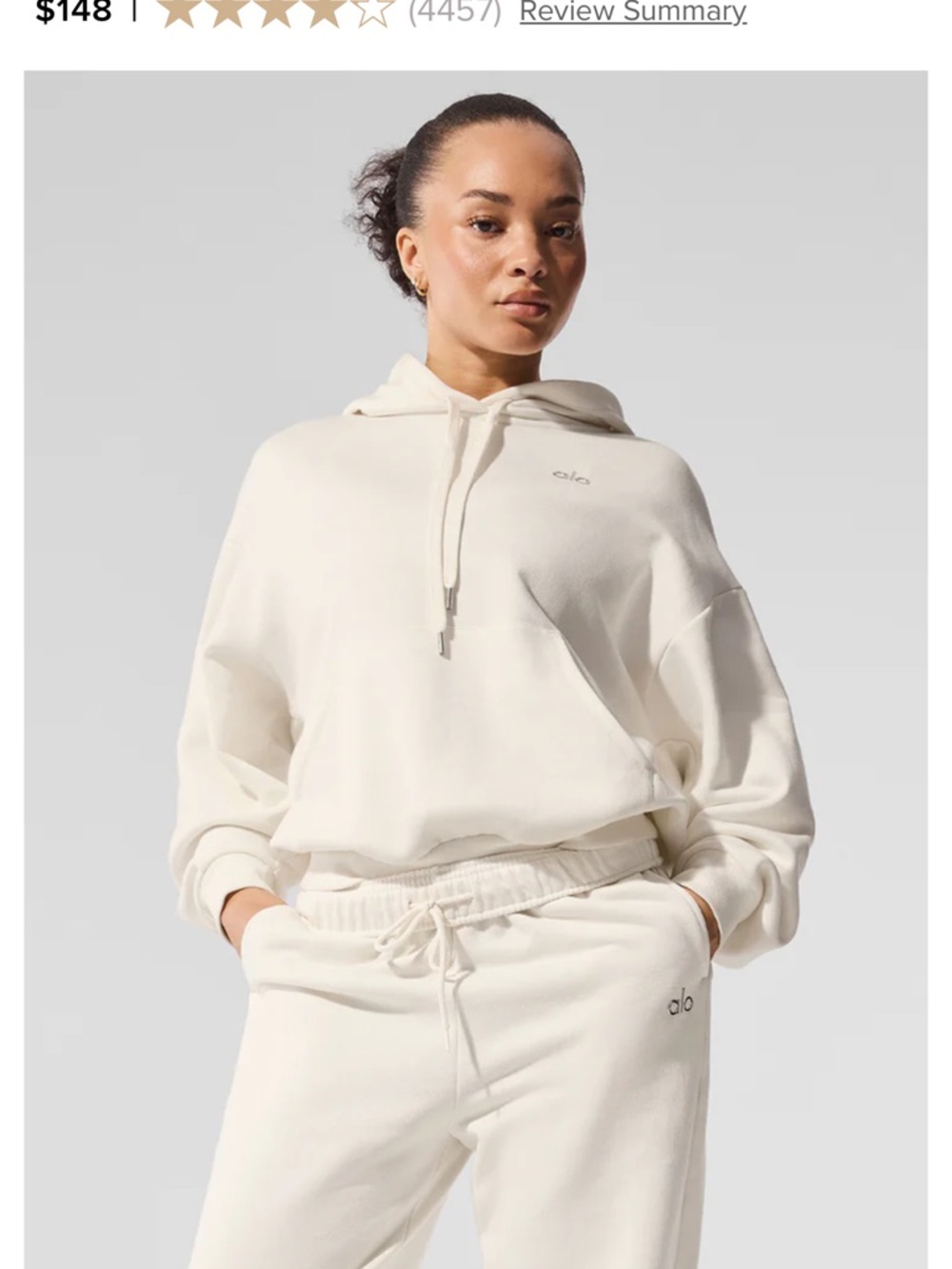 ALO Yoga Women's Cream Pullover Hoodie - Minimal Logo